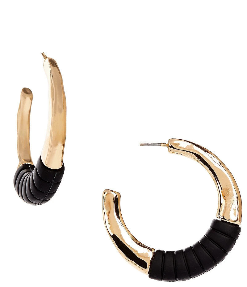 Dillard's Hammered Metal Jet Wrap Hoop Earrings