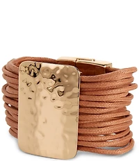 Dillard's Hammered Square Metal Jet Cord Line Bracelet