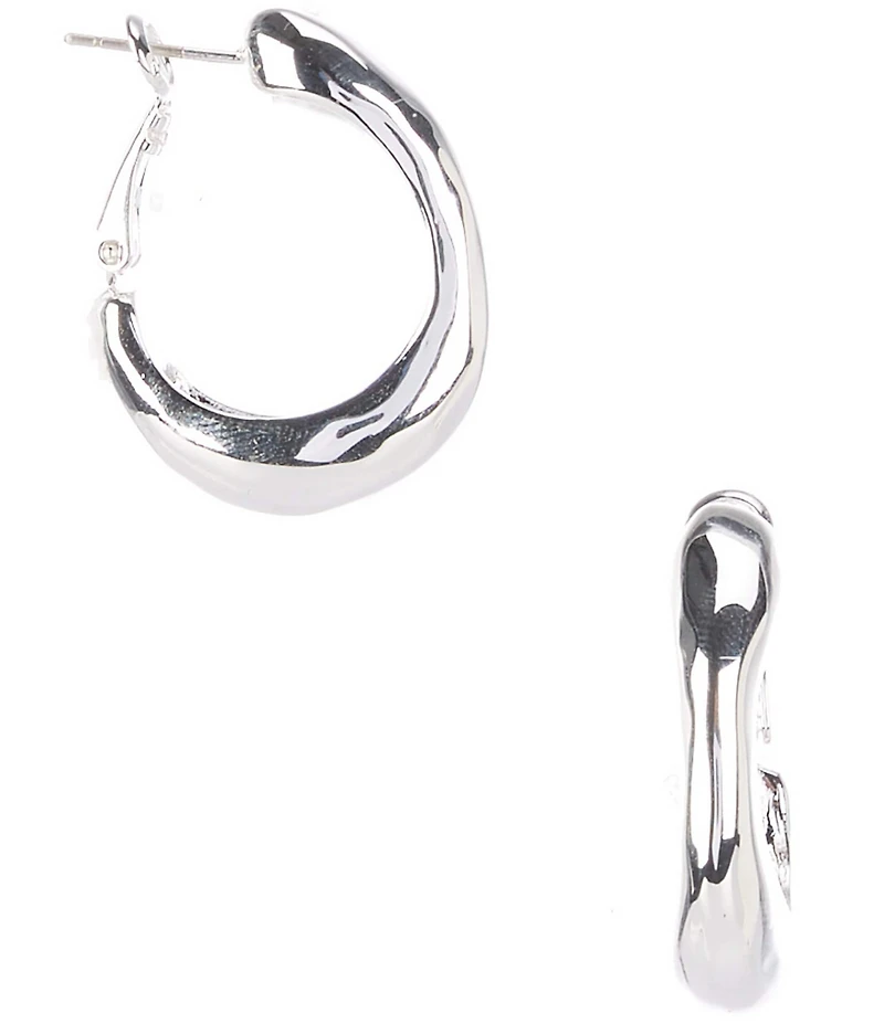 Dillard's Hammered Textured Organic Oval Clutchless Hoop Earrings