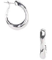 Dillard's Hammered Textured Organic Oval Clutchless Hoop Earrings