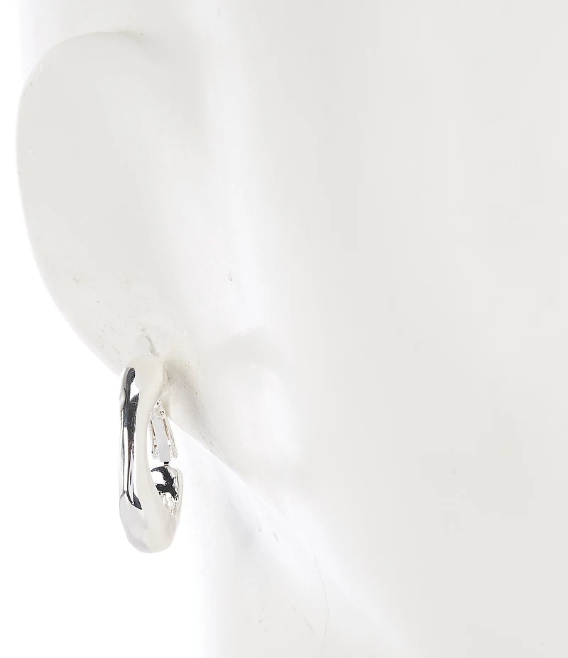 Dillard's Hammered Textured Organic Oval Clutchless Hoop Earrings