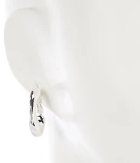 Dillard's Hammered Textured Organic Oval Clutchless Hoop Earrings