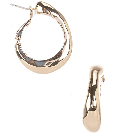 Dillard's Hammered Textured Organic Oval Clutchless Hoop Earrings