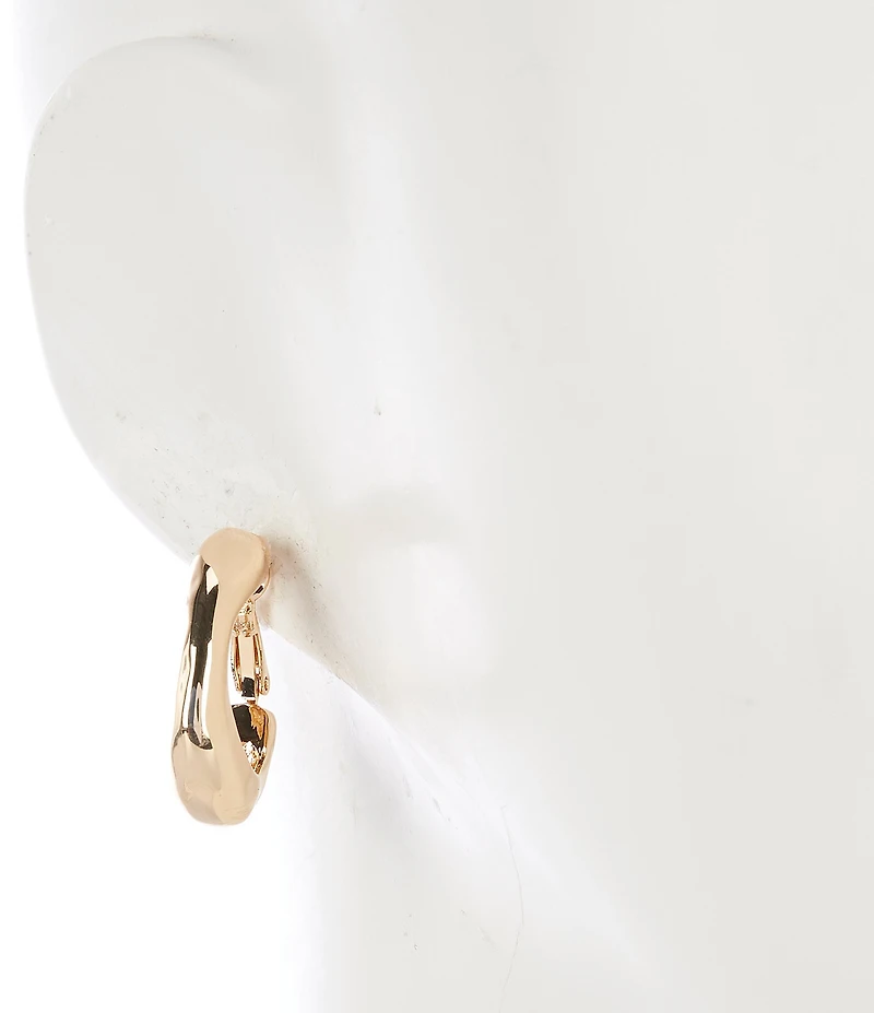 Dillard's Hammered Textured Organic Oval Clutchless Hoop Earrings