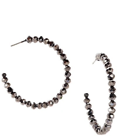 Dillard's Hematite Faceted Beaded Hoop Earrings