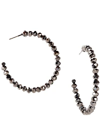 Dillard's Hematite Faceted Beaded Hoop Earrings