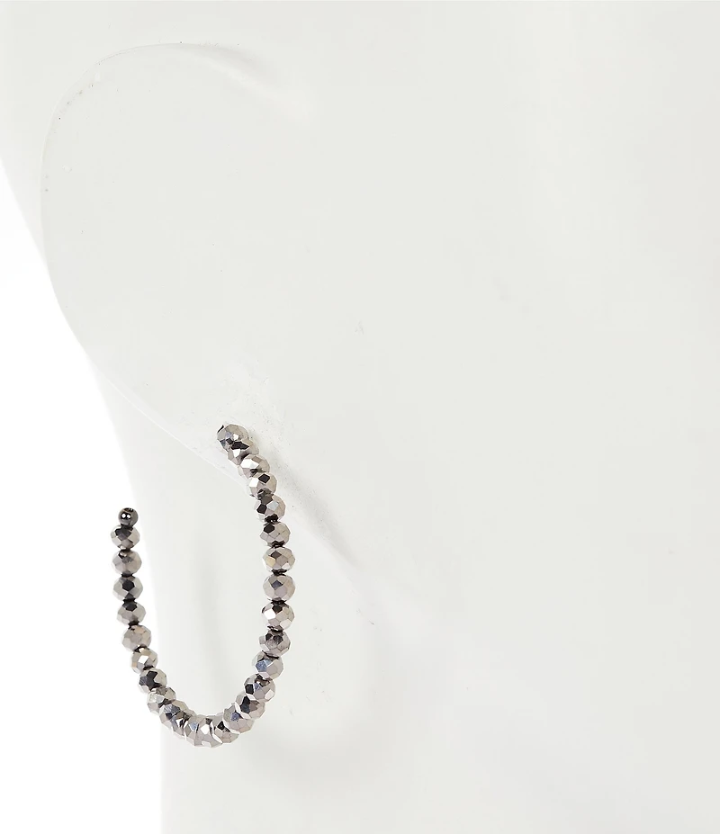 Dillard's Hematite Faceted Beaded Hoop Earrings