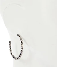 Dillard's Hematite Faceted Beaded Hoop Earrings