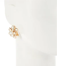 Dillard's Ivory Enamel Pearl Flower Clip Stud Earrings