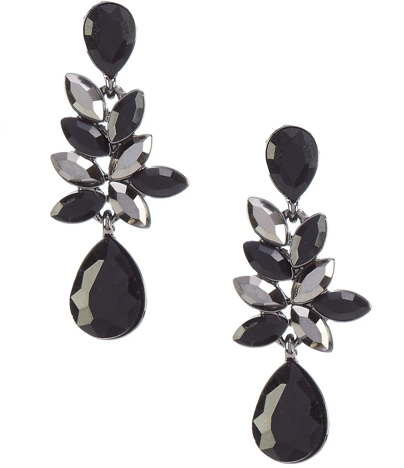 Dillard's Jet & Hematite Navette Stone Teardrop Drop Earrings