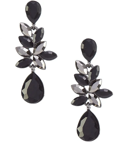 Dillard's Jet & Hematite Navette Stone Teardrop Drop Earrings