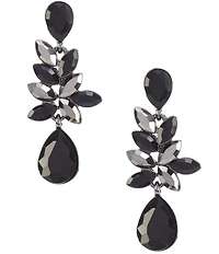 Dillard's Jet & Hematite Navette Stone Teardrop Drop Earrings