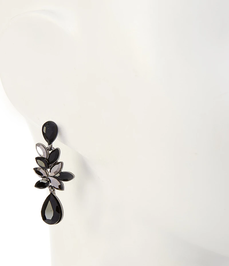 Dillard's Jet & Hematite Navette Stone Teardrop Drop Earrings