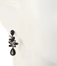 Dillard's Jet & Hematite Navette Stone Teardrop Drop Earrings