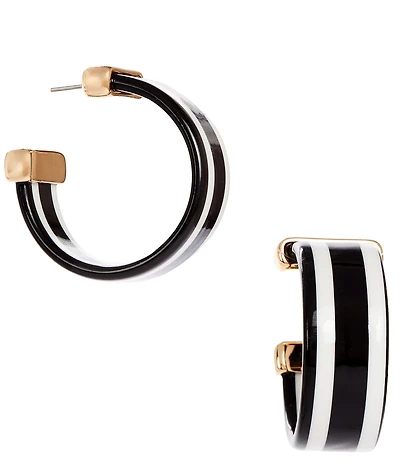 Dillard's Jet & White Striped Acrylic Hoop Earrings