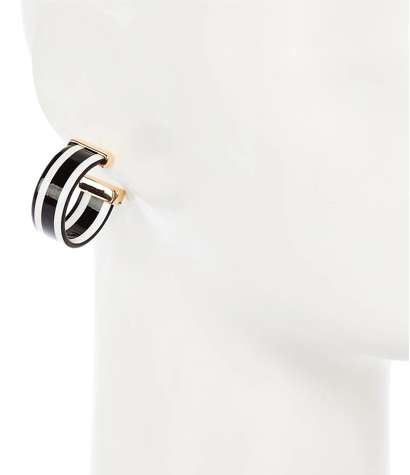 Dillard's Jet & White Striped Acrylic Hoop Earrings