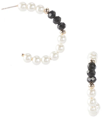 Dillard's Jet Bead & Pearl Hoop Earrings