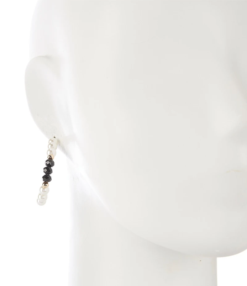 Dillard's Jet Bead & Pearl Hoop Earrings