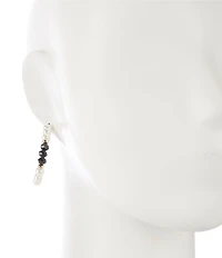 Dillard's Jet Bead & Pearl Hoop Earrings