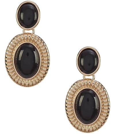 Dillard's Jet Cab Rope Textured Metal Oval Drop Earrings