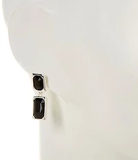 Dillard's Jet Cushion Square Stone Double Drop Earrings