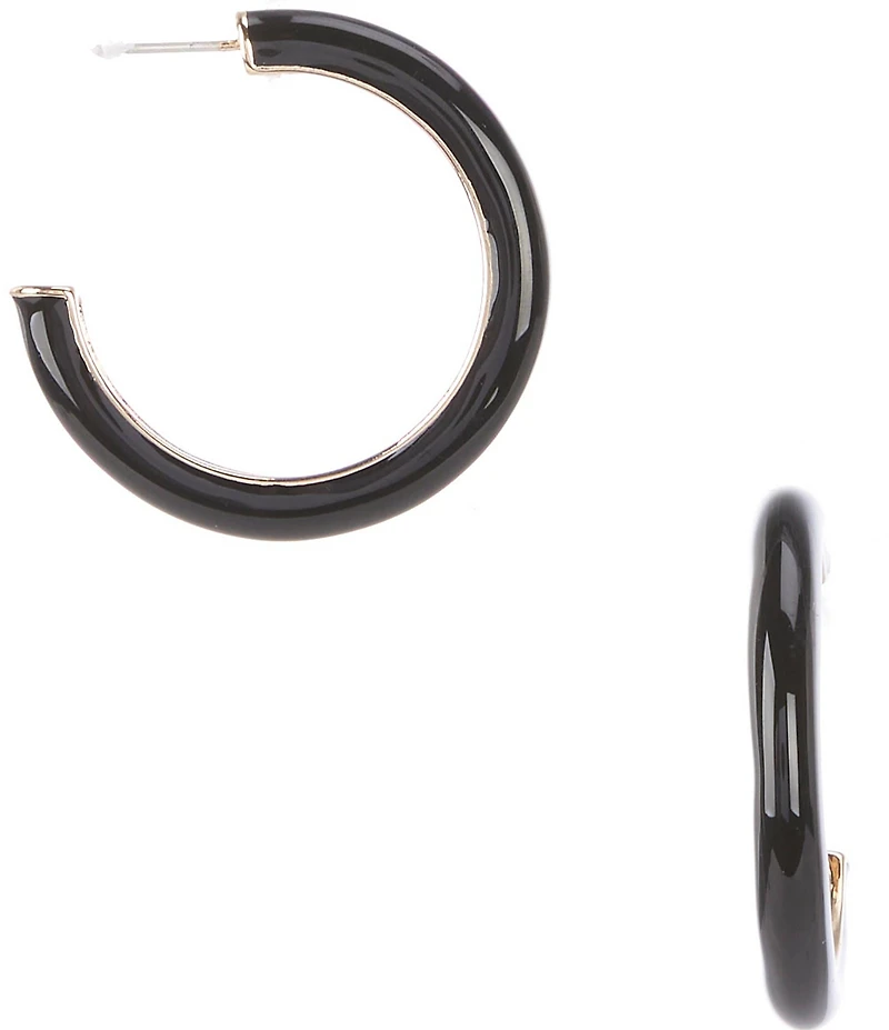Dillard's Jet Enamel Beveled Metal Hoop Earrings