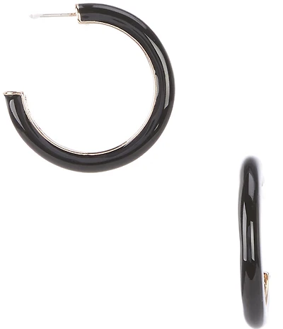 Dillard's Jet Enamel Beveled Metal Hoop Earrings