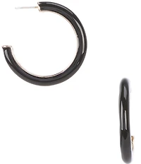 Dillard's Jet Enamel Beveled Metal Hoop Earrings