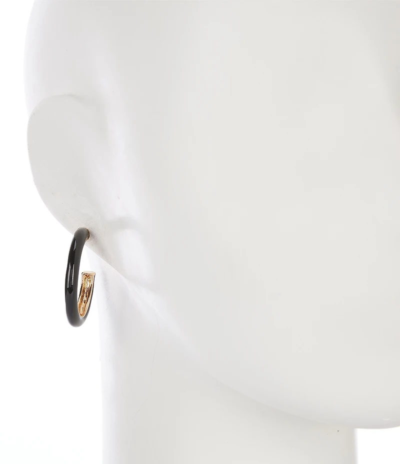 Dillard's Jet Enamel Beveled Metal Hoop Earrings