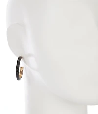 Dillard's Jet Enamel Beveled Metal Hoop Earrings