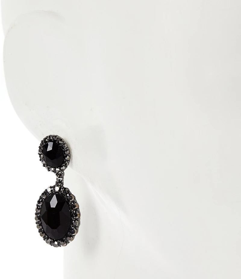 Dillard's Jet Oval Stone Hematite Pave Edge Drop Earrings