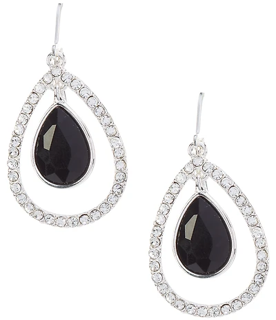 Dillard's Jet Stone Crystal Pave Orbital Teardrop Orbital Earrings