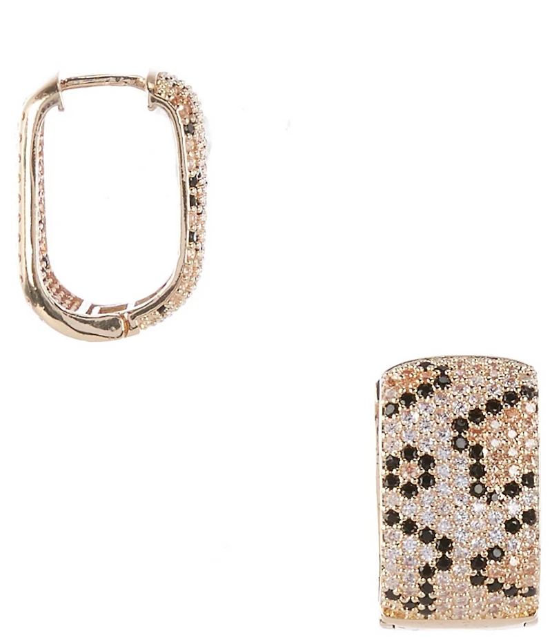 Dillard's Leopard Crystal Hoop Earrings