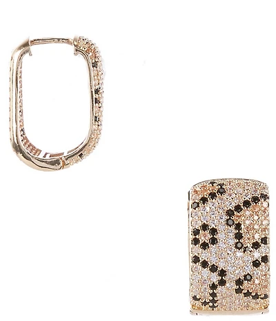Dillard's Leopard Crystal Hoop Earrings