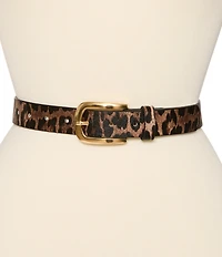 Dillard's Leopard Elongated Buckle & Saffiano Western Buckle 2 For 1 Belt Set