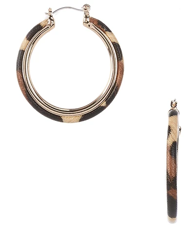 Dillard's Leopard Print Leather Hoop Earrings