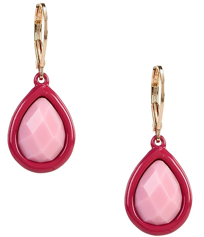 Dillard's Light Pink Faceted Cab Pink Teardrop Drop Earrings