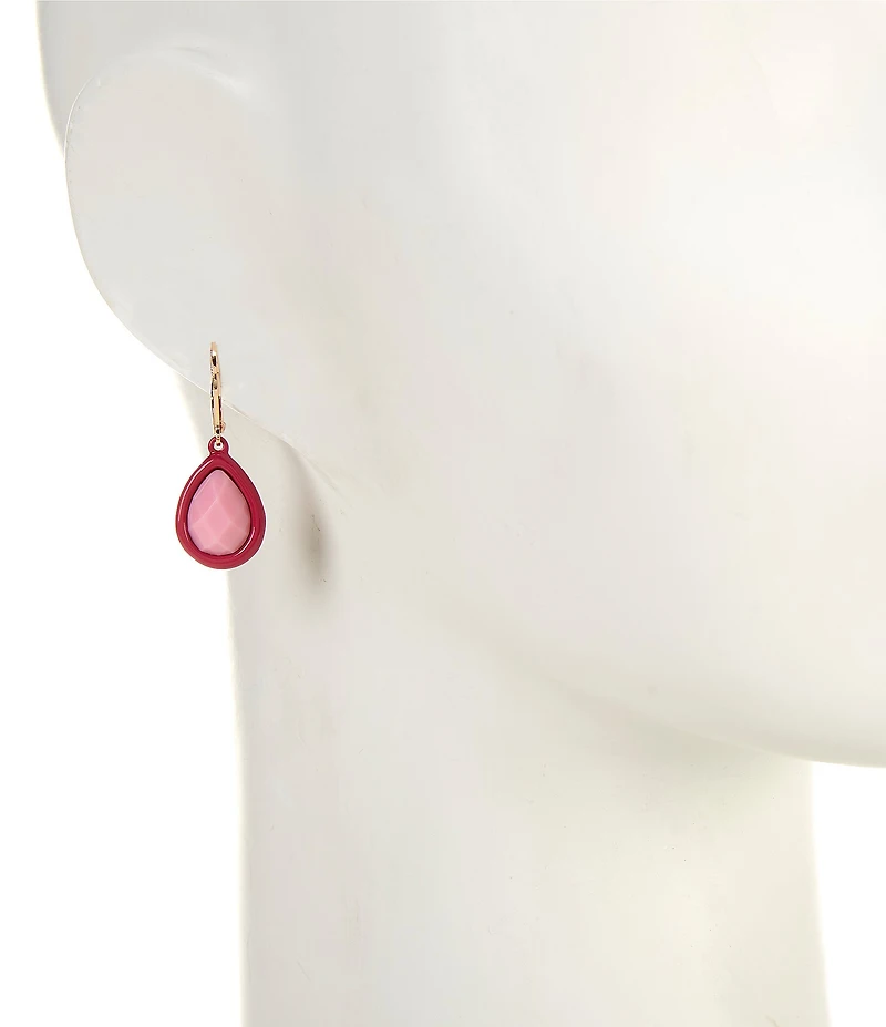 Dillard's Light Pink Faceted Cab Pink Teardrop Drop Earrings