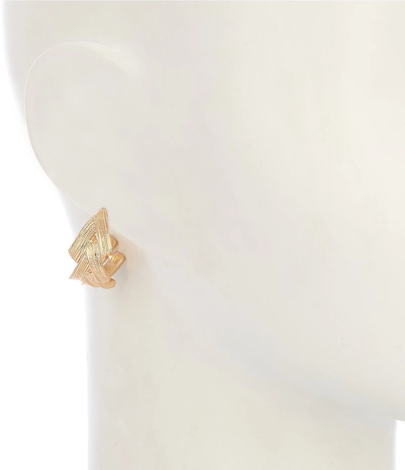 Dillard's Line Textured V Link Hoop Earrings