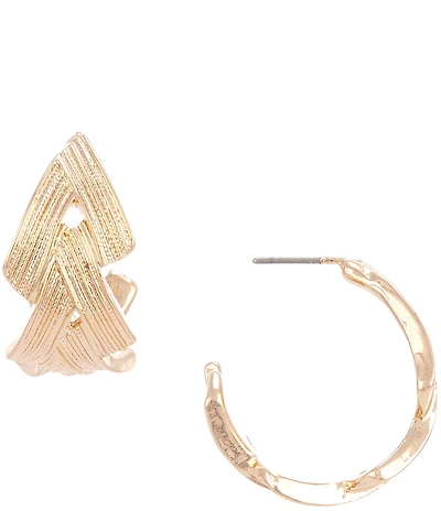 Dillard's Line Textured V Link Hoop Earrings