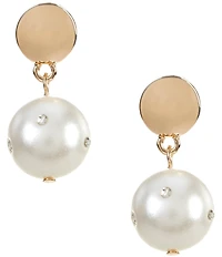 Dillard's Metal Stud Crystal Stone Pearl Drop Earrings