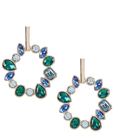 Dillard's Multi Blue & Emerald Stone Organic Open Metal Orbital Drop Earrings