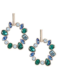 Dillard's Multi Blue & Emerald Stone Organic Open Metal Orbital Drop Earrings