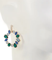 Dillard's Multi Blue & Emerald Stone Organic Open Metal Orbital Drop Earrings