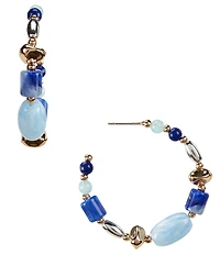 Dillard's Multi Blue Bead & Ccb Hoop Earrings