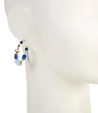 Dillard's Multi Blue Bead & Ccb Hoop Earrings