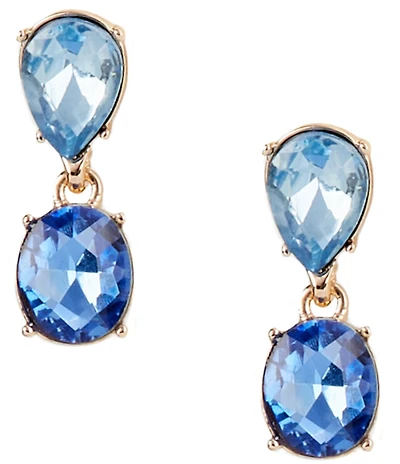Dillard's Multi Blue Teardrop & Oval Stone Drop Earrings