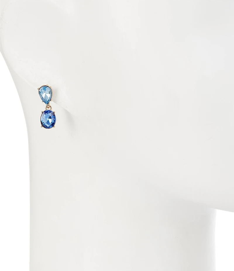 Dillard's Multi Blue Teardrop & Oval Stone Drop Earrings
