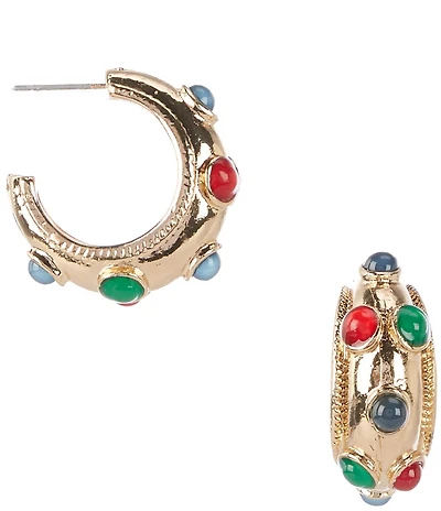 Dillard's Multi Stone Hoop Earrings