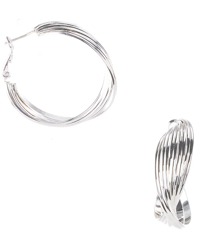 Dillard's Multi Wire Twisted Clutchless Hoop Earrings